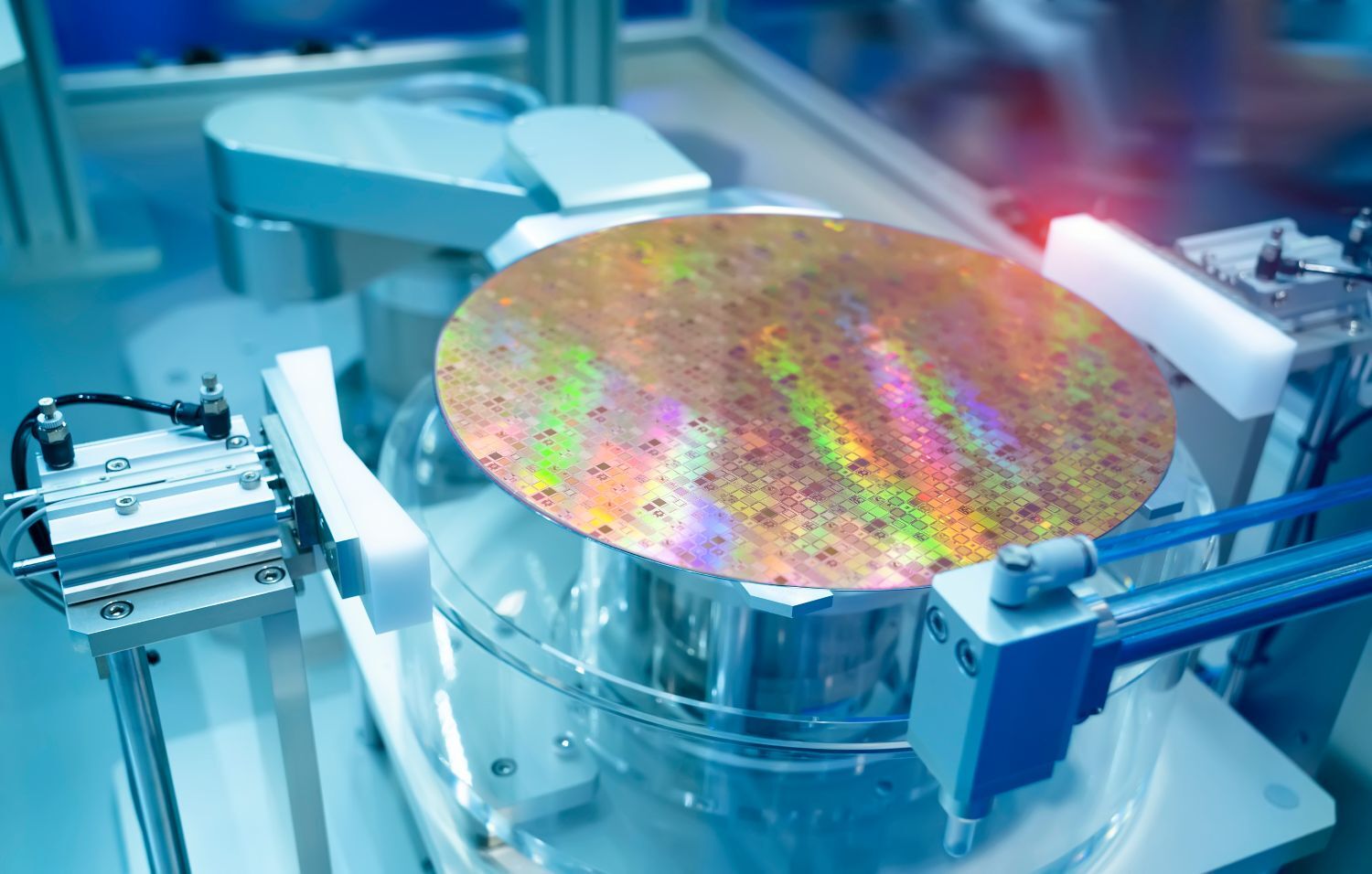 Silicon wafer and microcircuit with automation system control application on automated robot arm